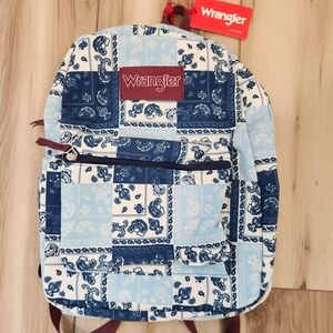 Wrangler Blue and White Patchwork Backpack